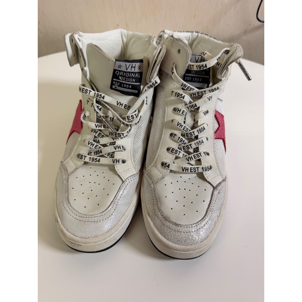 Vintage Havana High Top Sneakers Womens 9 White Pink Excellent Star Glitter Zip